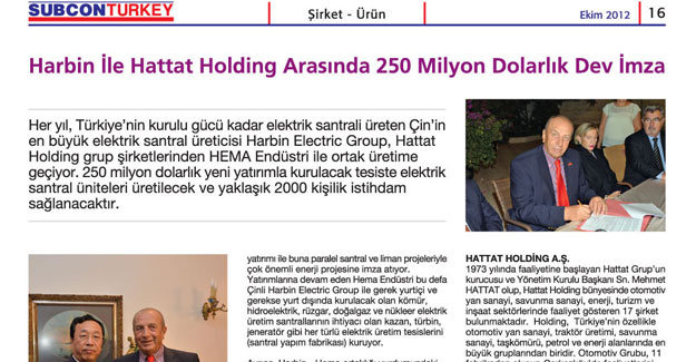 Harbin İle Hattat Holding Arasında 250 Milyon Dolarlık Dev İmza