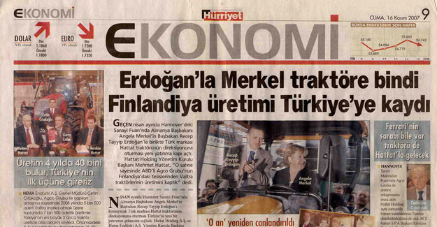 Erdoğan'la Merkel Traktöre Bindi Finlandiya Üretimi Türkiye'ye Kaydı